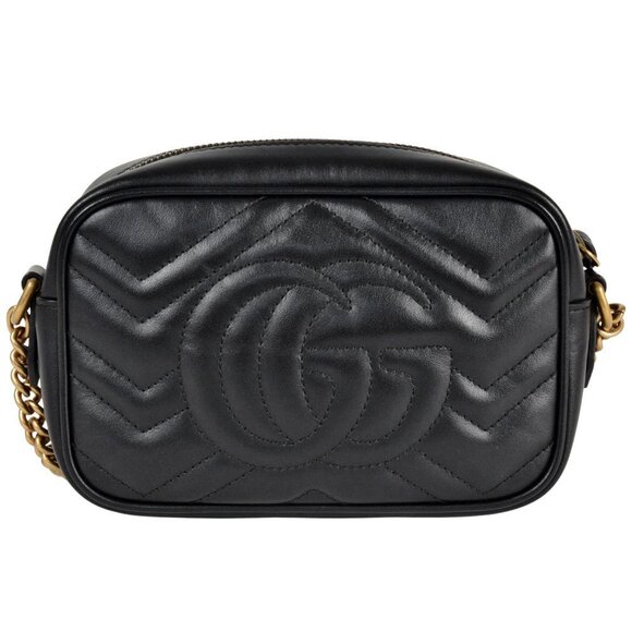 GUCCI Black Leather GG Marmont Shoulder Bag - Picture 3 of 7